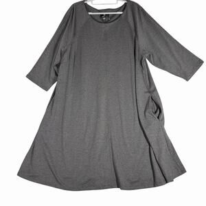 Ronni Nicole Gray Dress Womens Sz 22W Stretch Knit 3/4 Sleeve A-Line Pockets